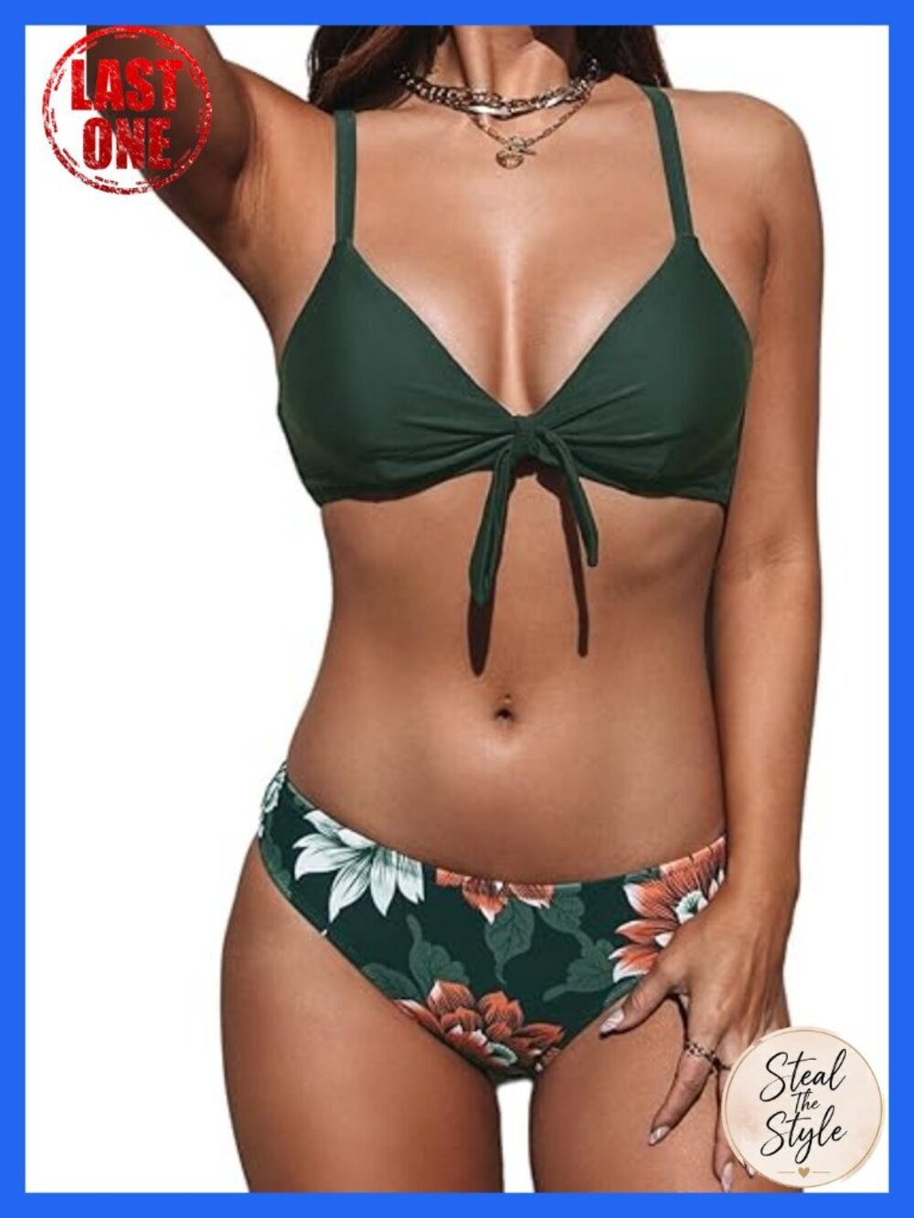 Two Piece Bikini Set with Removable Cups Triangle Top and Brief Bottom